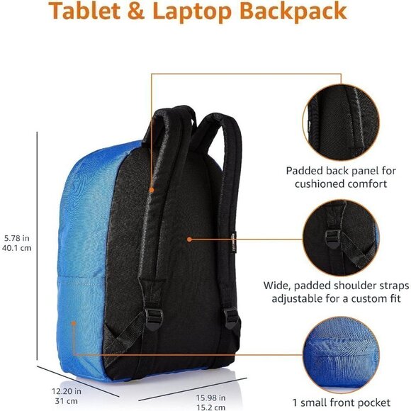 Amazon Basics  Classic School Backpack - Royal Blue - Picture 5 of 7